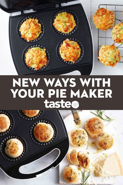 Pie Maker Recipes Ideas, Mini Pie Maker Recipes, Breville Pie Maker, Pie Maker Recipes, Baking Snacks, Mini Omelets, Mini Pie Maker, Mini Pie Recipes, Cupcake Maker