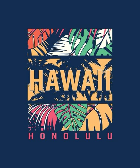 Hawaii Honolulu, Mid Century Modern Colors, T Shirt Logo Design, Hawaiian Designs, Surf Vintage, Kaos Oblong, Tropical Background, Tropical Hawaii, Shirt Logo Design