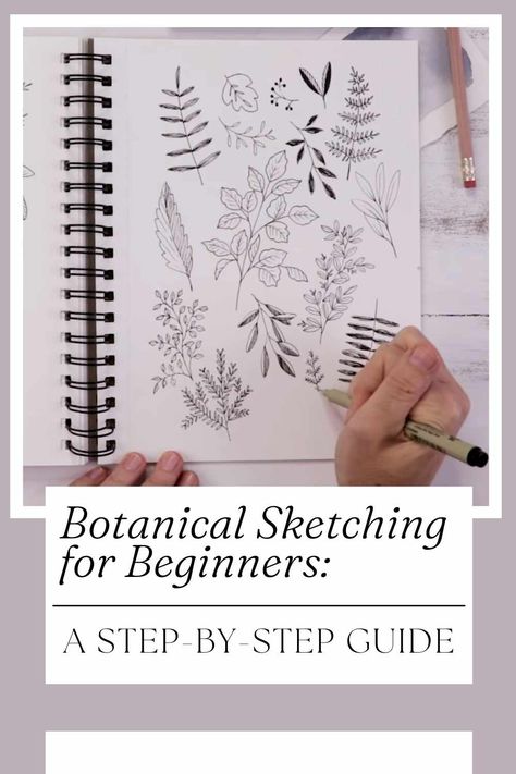 Learn To Draw Nature, Botanical Drawings Sketchbooks, Botanical Drawings Tutorial, Nature Line Drawing, Drawing Botanicals, Sketching For Beginners, Botanical Art Drawing, Realistic Flower Drawing, Leaf Art Diy