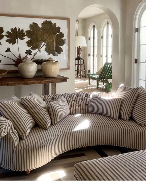 Pamela Pierce, Couch Aesthetic, Striped Couch, Timeless Interiors, Hello Lovely, Luxe Interiors, Living Room Inspo, Living Design, Interior Design Inspiration