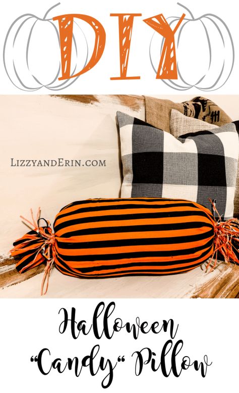 Halloween Pillows Diy, Fall Pillows Diy, Sew Halloween, Diy Halloween Candy, Halloween Fabric Crafts, Sew Pillow, Candy Pillows, Halloween Pillows Covers, Casa Halloween