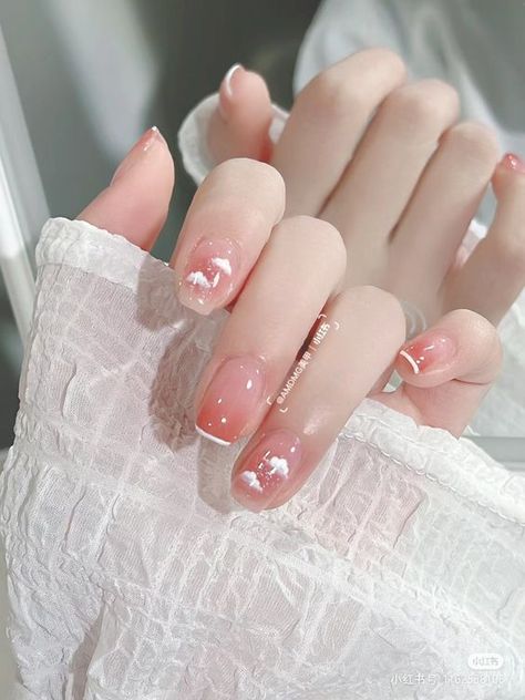 White French Nails, Graduation Nails, Pink Ombre Nails, Cloud Pattern, French Nail Art, Basic Nails, Pink Nail Art, Blush Nails, Pretty Gel Nails