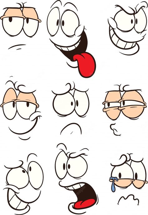 Animation Character Drawings, Faces Cartoon, Cartoon Faces Expressions, Funny Cartoon Faces, Cartoon Expression, Cartoon Disney, Eye Drawing Tutorials, Textil Design, Cartoon Eyes