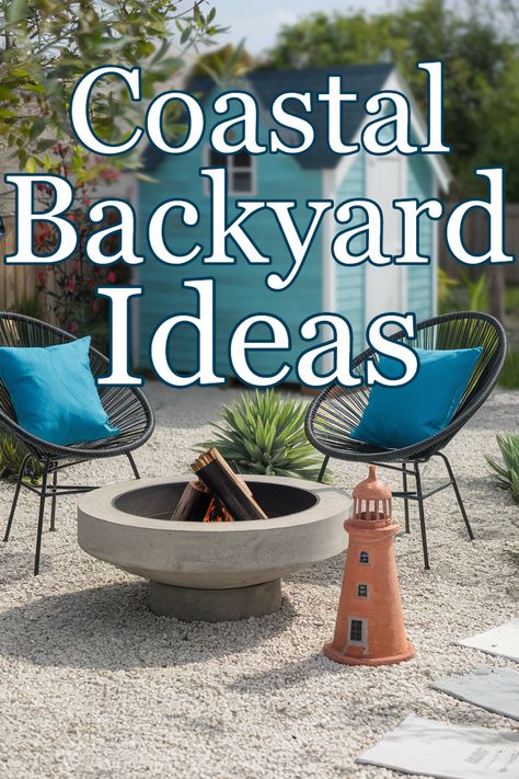 Create a backyard & landscaping that reflects your coastal style with these awesome coastal beach backyard ideas. Whether you live near the sea or just love the vibe, browse these coastal backyard ideas and create your own slice of paradise! Featured on completely-coastal.com Coastal Backyard Landscaping, Coastal Backyard Ideas, Beach House Landscaping Ideas, Beach Backyard Ideas, Outdoor Coastal Decor, Coastal Deck, Coastal Backyard, Enclosed Patio Ideas, Backyard Garden Landscaping