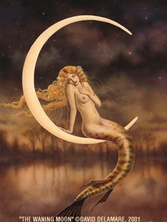 Amazon.com: THE WANING MOON David Delamare Mermaid Art Print: Posters & Prints David Delamare, Waning Moon, Sea Siren, Mermaid Images, Mermaid Artwork, Water Nymphs, Mermaid Fairy, Mermaid Painting, Mermaid Pictures