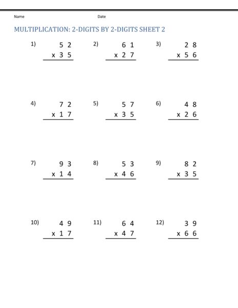 4th Grade Multiplication Worksheets, Two Digit Multiplication, Double Digit Multiplication, Math Reference Sheet, 4th Grade Multiplication, Free Multiplication Worksheets, Math Multiplication Worksheets, Multi Digit Multiplication, Math Practice Worksheets