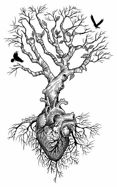 Tree Of Life And Moon Tattoo, Tree Heart Tattoo, Tree Of Life Tattoo Design, Order Tattoo, Tatoo Rose, Africa Tattoo, Kunst Tattoos, Tree Of Life Design, Inspiration Tattoos