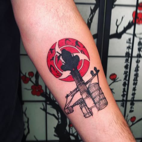 Itachi Moon Tattoo, Naruto Headband Tattoo, Anbu Tattoo Art, Might Guy Tattoo, Uchiha Itachi Tattoo, Sasuke Uchiha Tattoo Ideas, Naruto Inspired Tattoos, Uchiha Tattoo Ideas, Itachi Uchiha Tattoo Ideas