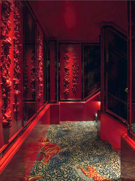 Habitually Chic® » Annabel’s London Bar Deco, Bar In Casa, Nightclub Design, Retro Interior, Red Rooms, Ideas Vintage, Red Walls, Red Aesthetic, Dream Home Design