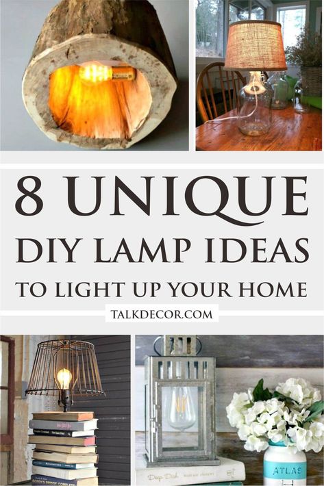 The home improvement project that based on DIY is becoming very popular around the globe. So, if you are on a mission to brighten up your spaces with some very odd and interesting looking light lamps that here are 8 unique DIY lamp ideas to light up your home that are all unbeatable in both beauty and creativity and would make a great statement light piece for every interior. #DIYlamp #DIYlighting #lightingideas Build Your Own Lamp, Homemade Lamps Diy, Handmade Lighting Ideas Diy Lamps, Making A Lamp, Diy Wall Lamp Lighting Ideas, How To Make Lamps At Home, Diy Lamp Base Ideas, Diy Night Lamp, Making A Lamp Out Of Anything