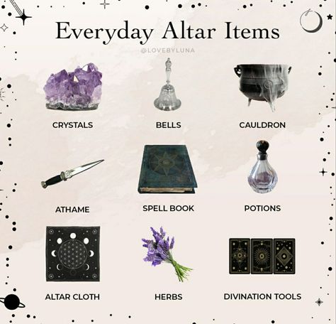 Alter Ideas Spiritual, Altar Items, Lunar Witch, Witchcraft Spells For Beginners, Witchcraft Altar, Witch Room, Witch Rituals, Wiccan Magic, Witch Spirituality