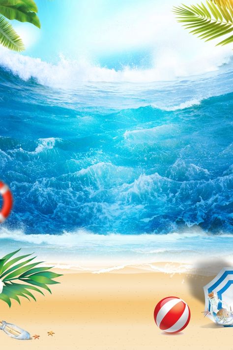 Summer Background Images, Beach Banner, Image Zen, Ocean Backgrounds, Beach Background Images, Summer Poster, Summer Illustration, Beach Images, Blue Sky Background