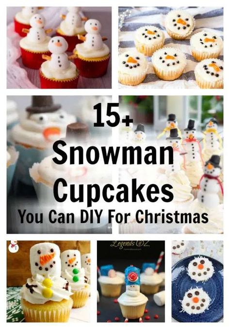 15 DIY Snowman Christmas Holiday Cupcakes – Edible Crafts Snowman Cupcakes Ideas, Winter Theme Cupcakes, Winter Themed Cupcakes, Snowman Food, Christmas Food Party, Creative Christmas Food, Creme Cupcake, Christmas Gift Crafts, Easy Cupcakes Decoration