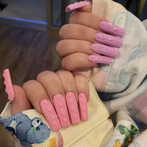 Heart Sweater Nails, Sweater Nails, Vibrant Nails, Nail Tattoo, Nail Swag, Heart Sweater, Pink Acrylic Nails, Heart Nails, Dream Nails