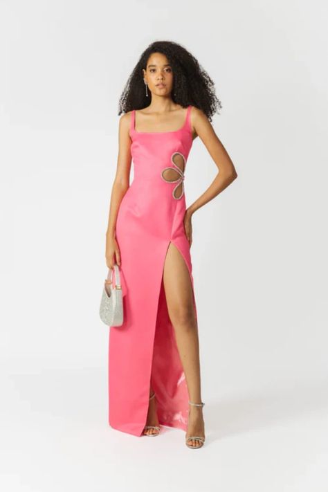 Rent BETTINA DRESS - Sau Lee | Selfridges Sau Lee, Rent Dresses, Crystal Trim, Maxi Dress Sale, Dress Home, Flower Motif, Satin Maxi, Satin Maxi Dress, Sparkling Crystal