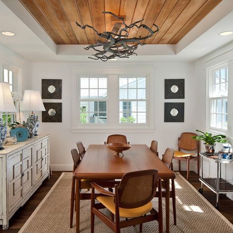 Wood Tray Ceiling Home Design Ideas, Pictures, Remodel and Decor Recessed Ceiling Ideas, Dining Room Tray Ceiling, Wood Tray Ceiling, Tray Ceiling Ideas, Ceilings Design, Tray Ceilings, False Ceiling Living Room, Coastal Dining Room, Ceiling Design Modern