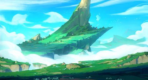 Anime Land, Two Paintings, Colorful Sky, Landscape Concept, Image Painting, Fantasy Setting, Learn Art, Fantasy Art Landscapes, Fantasy Concept Art