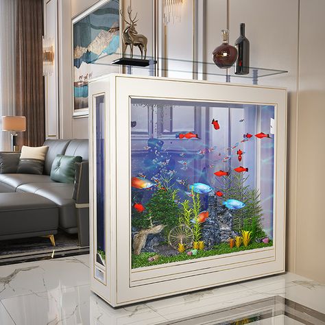 🚀Last Day Special Sale 60%%20OFF🔥🌈Light luxury floor-standing aquarium🐠 Pool Fencing Landscaping, Pool Fencing, Aquascape Design, Diy Water Fountain, Aquarium Stand, Glass Aquarium, Luxury Floor, Aquarium Design, Colorful Home