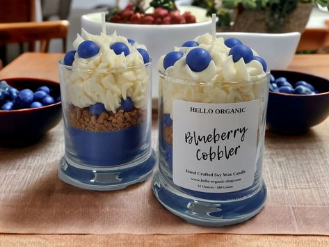 Wax Aesthetic, Creation Bougie, Aesthetic Candle, Matte Tumbler, Organic Blueberries, Dessert Candles, Blueberry Cobbler, Traditional Candles, Aesthetic Candles