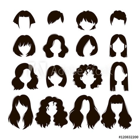 Celebrity Bobs, Hair Vector, Body Template, Cartoon Hair, Face Illustration, Simple Face, Brunette Woman, Different Hairstyles, Doll Hair