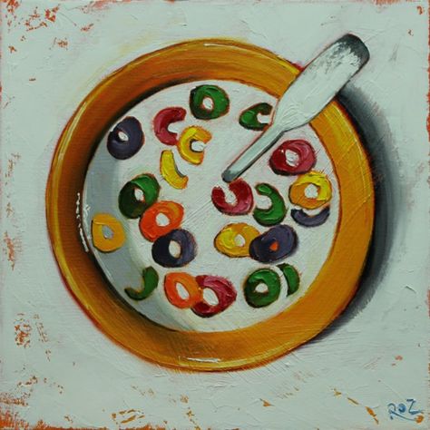 Cereal 23 by Roz Young Cereal Painting, Breakfast Illustration, Art Bread, Life Cereal, Bread Crackers, Moving To Texas, The Ranch, Artsy Fartsy, The Animals