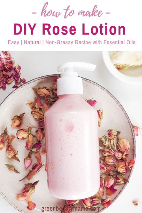 How to make DIY Rose Lotion without Beeswax {Non greasy and Natural} Rose Water Lotion, Lotion Diy, Diy Rose Oil How To Make, Lotions For Dry Skin, Face Lotion Recipe, Rose Water Uses, Homemade Products To Sell, Body Lotion Recipe, Rose Diy