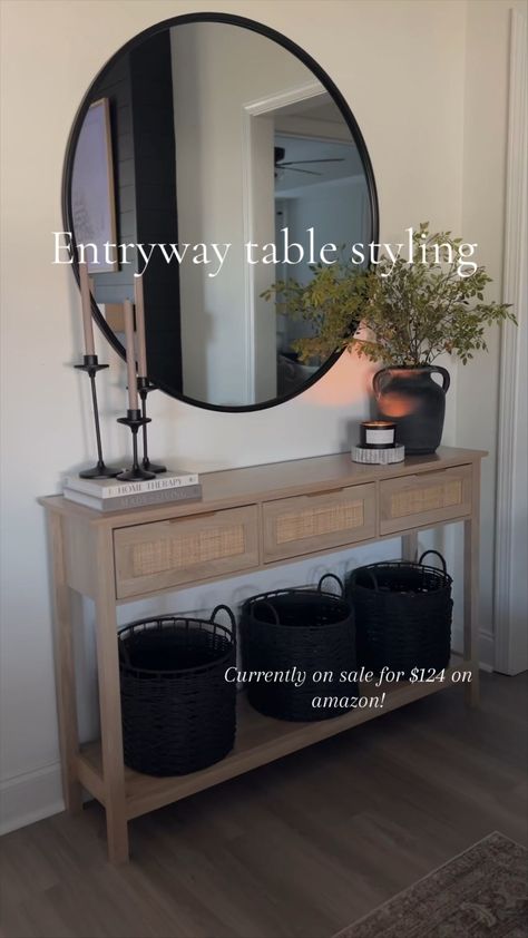 LAZZO Rattan Console Table Boho … curated on LTK Table In Hallway Decor, Tan Console Table, Entryway Table Next To Stairs, Rattan Hallway Table, Boho Console Table Entryway, Entryway Ideas Table Shoe Storage, Neutral Entryway Table Decor, Front Entry Table Decor Modern, Console Table Front Entrance