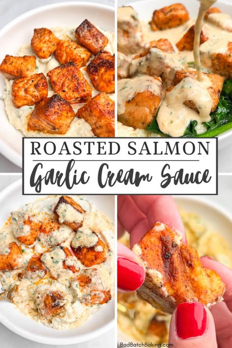 Air Fryer Salmon Bites With Garlic Cream Sauce, Garlic Cream Sauce For Salmon, Salmon Garlic Cream Sauce, Sauce For Salmon Bites, Salmon Bites Dipping Sauce, Dipping Sauce For Salmon Bites, Fried Salmon Bites Dipping Sauce, Salmon Bites Sauce, Salmon Bites Recipe Oven