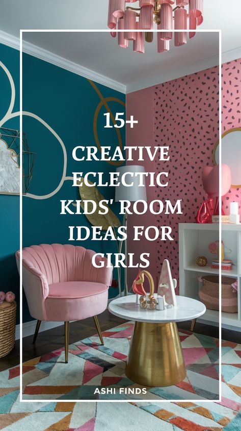 stylish eclectic kids room ideas for girls Toddler Room Accent Wall, Playroom Lighting, Kid Room Ideas, Colorful Girls Bedroom, Preteen Bedroom, Rainbow Kids Room, Colorful Kids Bedroom, Room Ideas For Girls, Eclectic Kids Room