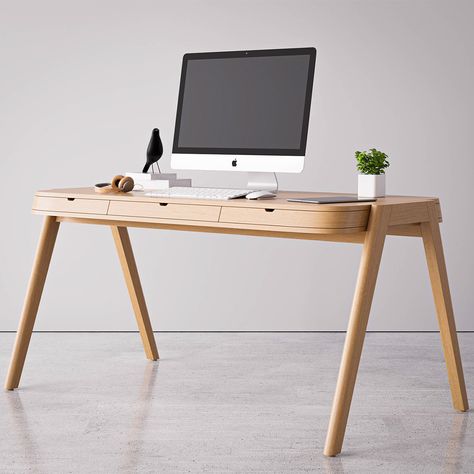 Desk designs that are a must-have for your work from home furniture wish list! | Yanko Design Working Desk, Office Organization At Work, Desk Layout, Minimalist Desk, Inside Design, Design Industrial, Home Office Setup, Wooden Desk, Desk Table