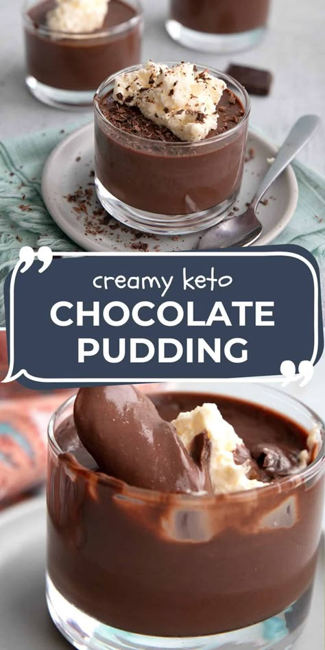 This Sugar Free Chocolate Pudding is unbelievably smooth and creamy. It takes only 20 minutes to make and can be made dairy-free too. A wonderful keto-friendly treat for the whole family. Sugar Free Chocolate Pudding, Keto Chocolate Pudding, Keto Pudding, Keto Quiche, Chocolate Pudding Recipes, Sugar Free Pudding, Keto Pancakes, Keto Chocolate, Low Carb Dessert