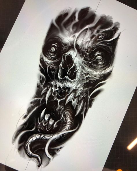 Available design Sydney booking open (Custom design available) (All size available) (Free hand work… | Instagram Bio Organic Skull, Bio Organic Tattoo Design, Dark Skull Tattoo Design, Dark Work Tattoo, Dark Art Tattoo Ideas, Black Work Tattoo Design, Demon Tattoo Designs, Dark Tattoo Designs, Horror Tattoo Designs