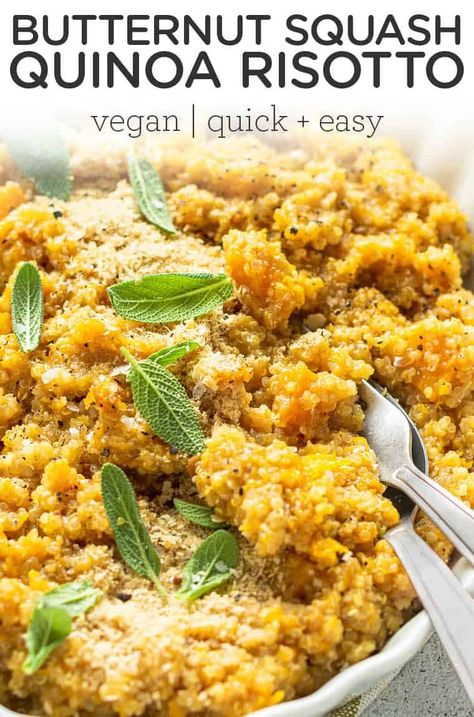 Quinoa Risotto, Squash Quinoa, Meatless Dinners, Butternut Squash Quinoa, Healthy Butternut Squash, Vegan Risotto, Easy Butternut Squash, Butternut Squash Risotto, Fresh Sage