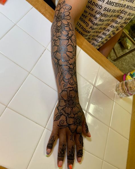 Book your next experience @henna_nation215 . . . . . . #henna #hennaphilly #phillyhenna #hennaarmdesigns #phillyarm #armtattoo #temptattoos #tattooartist #phillytattooartist Henna Sleeve Tattoos For Women, Full Sleeve Henna, Sleeve Henna Tattoo, Henna Arm Designs, Henna On Arm, Arm Henna Tattoo, Sleeve Henna, Henna Sleeve, Cute Henna Designs