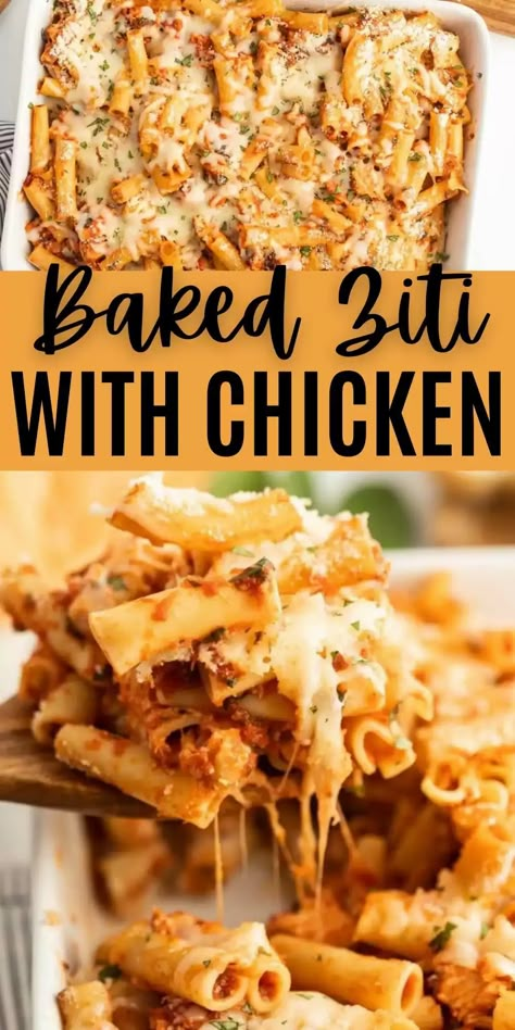 Ziti With Chicken, Chicken Ziti, Rigatoni Pasta Recipes, Chicken Rigatoni, Baked Ziti With Chicken, Chicken Penne Pasta, Rigatoni Recipes, Penne Pasta Recipes, Chicken Pasta Dishes