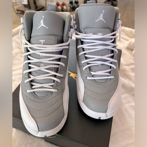 Like New In Box Worn Once. Jordan Retro 12 Stealth Size 7y. Women’s Size 8.5. Comes In Original Box Expensive Stuff To Buy, Retro 12 Jordans Outfit, Hype Shoes Women, Retro 12 Jordans, Cool Shoes For Boys, Shoes That Go With Everything, Gray Jordans, Jordan For Women, Jordan 12 Shoes