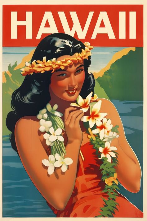 Retro Hawaii, Royal Hawaiian Hotel, Poster Beach, Tropical Wall Decor, Hawaii Art, Surf Poster, Hawaiian Art, Vintage Tiki, Retro Travel Poster