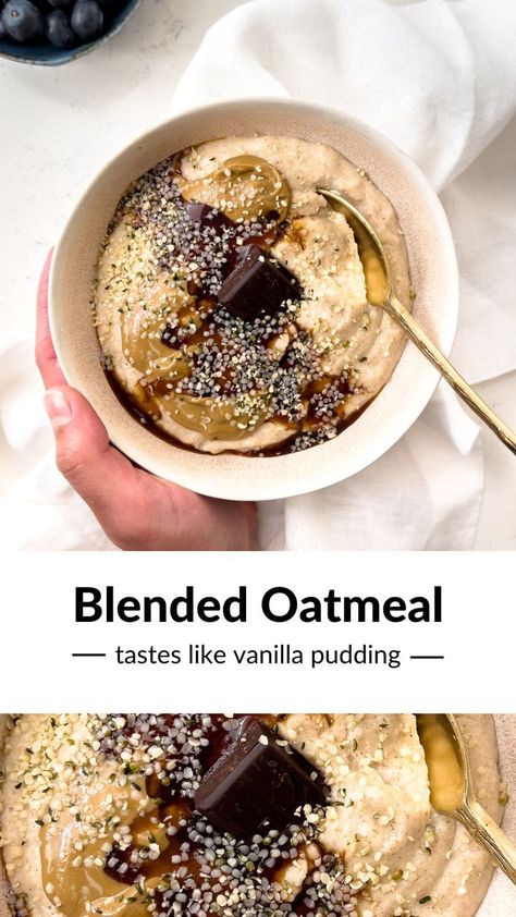 oatmeal in a bowl with sunflower butter and chocolate on top Blended Oatmeal, Healthy Foods To Make, Protein Oatmeal, Healthy Food Guide, Healthy Food Menu, Diet Smoothie Recipes, Lost 100 Pounds, Healthy Food Facts, Quit Drinking