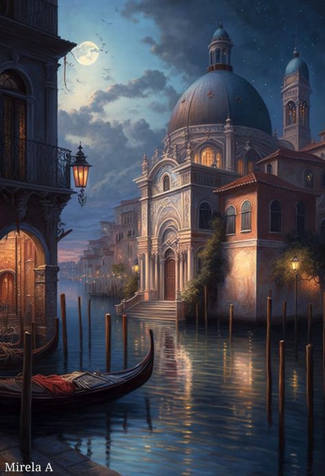 Venetian Fantasy Art, Eiffel Tower Photography, Wattpad Background, Mirela Anton, Fantasy Rooms, Japanese Architect, Scenery Background, Fantasy House, Fantasy City