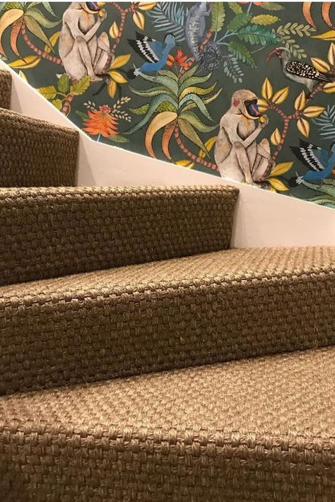 Fibre Flooring, Wood Floor Stairs, Sisal Stair Runner, Hall Ways Ideas, Stairway Carpet, Step Ideas, Barn Bedrooms, Natural Fiber Carpets, Staircase Runner