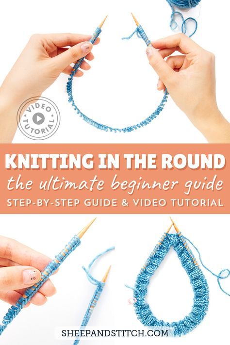 Learn how to knit on circular needles for beginners. Watch the free knitting video tutorial and photo guide, and get started knitting in the round! #sheepandstitch #knitting #knittingtutorial #knittingtips Circle Needle Knitting, How To Knit In The Round With Circular Needles, How To Circular Knit, Free Knitting Patterns Using Circular Needles, Knitting Cheat Sheet, Size 8 Knitting Needle Patterns, Knit In The Round For Beginners, How To Knit On Circular Needles, Knitting With Circular Needles Beginner