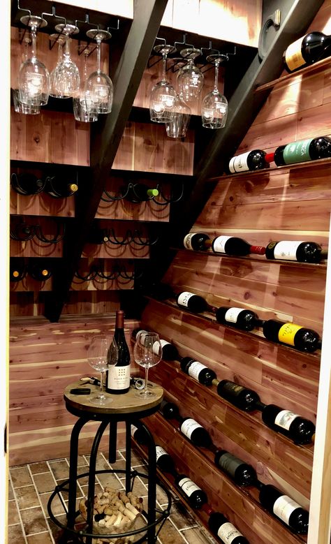 Diy Basement Wine Cellar, How To Build A Wine Cellar Under Stairs, Under The Stairs Wine Room, Under Stairs Whisky Storage, Under Stairs Cellar, Under The Stair Wine Cellar, Basement Wine Storage, Under Stairs Wine Rack, Under The Stairs Wine Storage