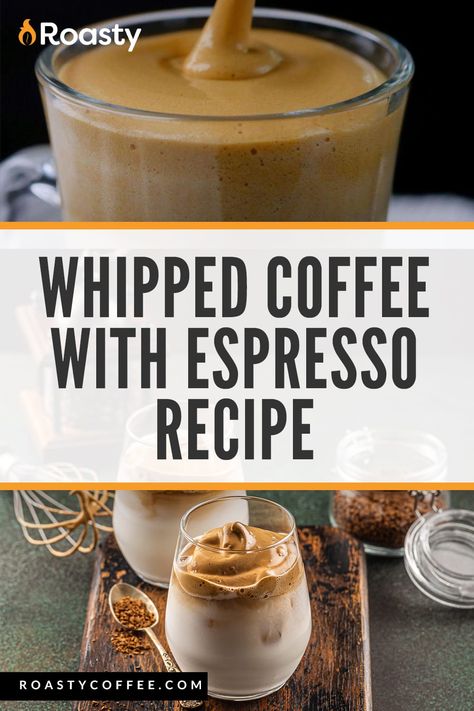 I'm pretty sure you've heard of whipped coffee. If you haven't, get on the bandwagon already! This recipe uses espresso instead of the usual ground coffee. Probably only a good recipe for all the REAL coffee lovers out there. #coffee #espresso #whippedcoffee Coffee With Espresso, Expresso Recipes, Espresso Recipe, Cappuccino Recipe, Espresso Recipes, Vietnamese Iced Coffee, Whipped Coffee, Creamy Coffee, Coffee Ideas