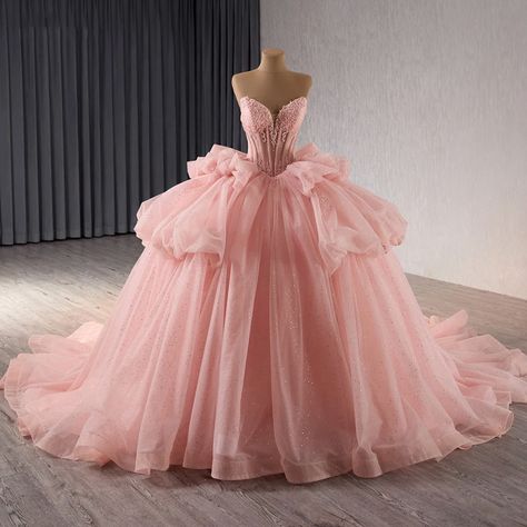 Pink Debut Dress, Pink Princess Sweet 16, Pink Puffy Dresses, Pink Princess Dress Fairytale, Pink Prom Dress Princess, Big Pink Dress, Pink Ball Gowns, Layered Ball Gown, Pink Princess Gown