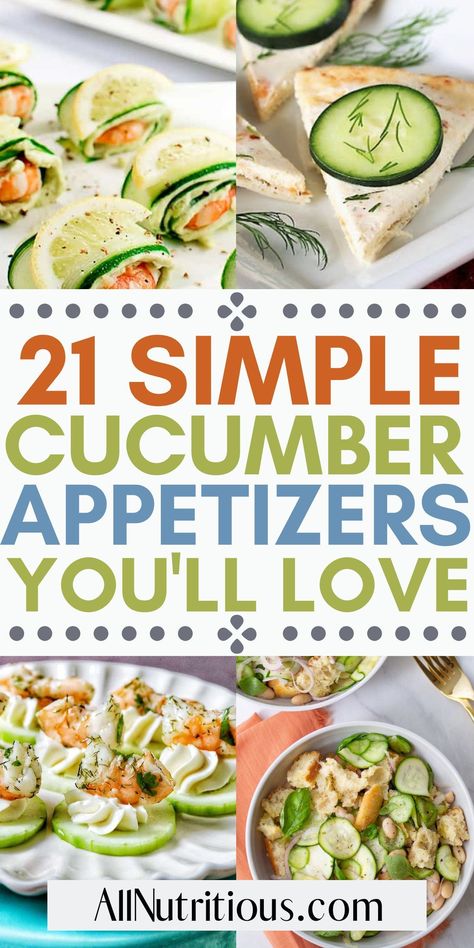 Cucumbers are the star of the show with these delicious recipes that are sure to satisfy your taste buds. If you are hosting a weeknight dinner or attending a potluck, look no further than these easy recipes and appetizer ideas. Ideas With Cucumbers, Health Appetizers, Watermelon Radish Salad, Cucumber Bites Appetizers, Salmon Appetizer Recipes, Cucumber Snacks, Smashed Cucumber Salad, Cucumber Appetizers, Salmon Appetizer