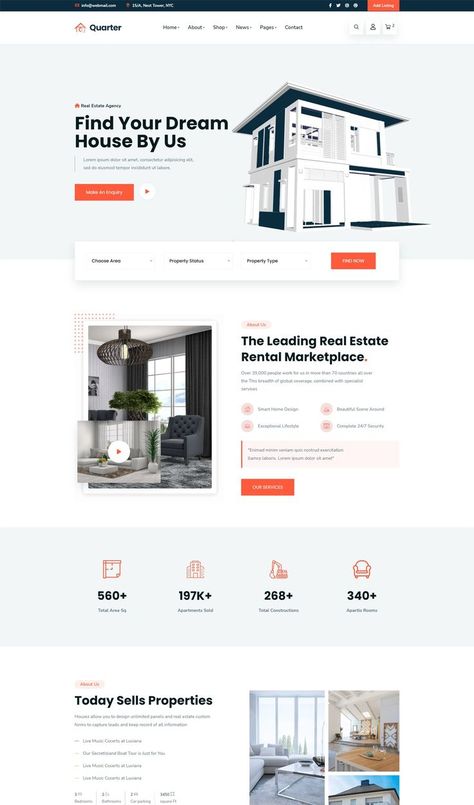 Real Estate Bootstrap HTML Template Real Estate Website Templates, Real Estate Landing Pages, Fashion Web Design, Real Estate Website Design, Inmobiliaria Ideas, Website Design Inspiration Layout, Real Estate Rentals, Real Estat, Ui Design Website