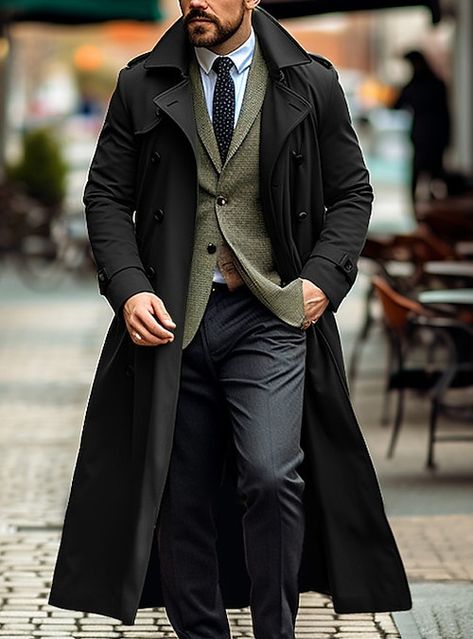 Overcoat Men, Trench Coat Men, Mens Winter Coat, Long Trench, Long Trench Coat, Outerwear Outfit, Fashion Streetwear, Mens Casual Outfits, Clothing Apparel