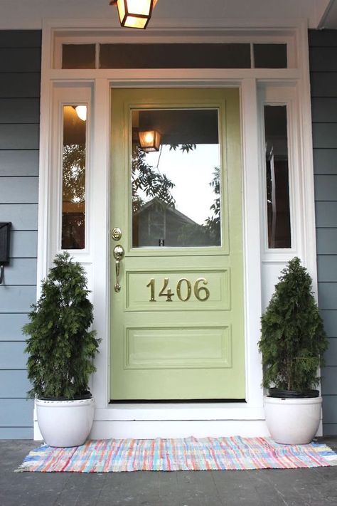 Sherwin-Williams SW 6430 Great Green Green Front Door, Hardy Plank Siding, Front Door Paint, Exterior Door Colors, Unique Front Doors, Colors Pictures, Best Front Doors, Green Front Doors, Door Paint