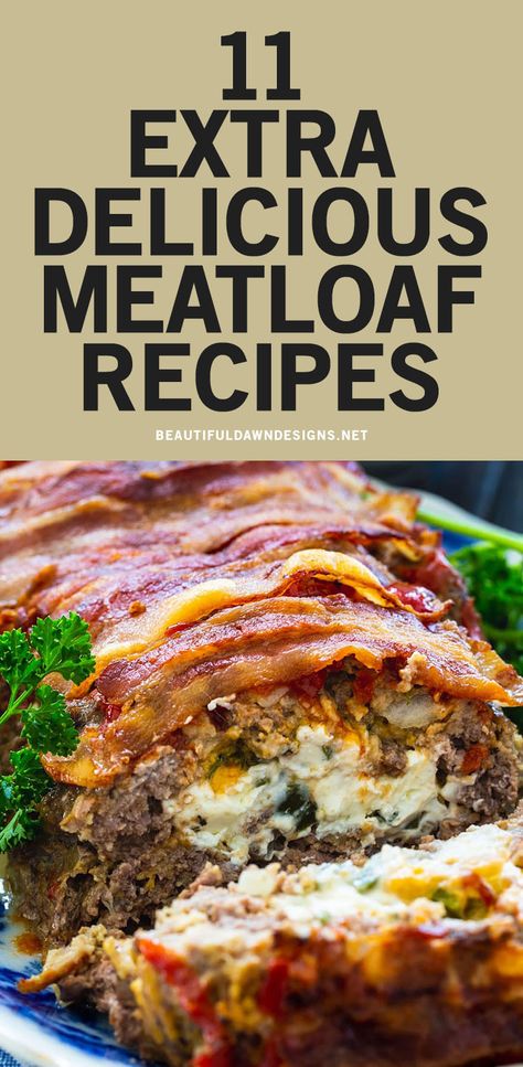 Meatloaf Burgers Recipes, Meatloaf With Cheese Recipes, Meatloaf Potatoes, Meatloaf Dinner Ideas Meals, Flavorful Meatloaf, Layered Meatloaf, Chili Meatloaf, Seafood Meatloaf, Meatloaf Lasagna