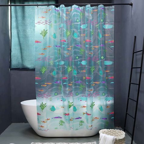 PRICES MAY VARY. High-quality EVA plastic, One-sided print, waterproof. Each curtain contains 12 hooks, and the generous size is sure to fit most bathtubs and showers. modern art untouched wild underwater aquatic world corals exotic fishes seascape.Unique. Genuine. Fun. After bathing, you can directly use the shower to rinse the shower curtain, and gently brush the bottom edge of the shower curtain with a soft brush and water. Decorate your bathroom with these unique curtains. We hope that our s Under The Sea Bathroom, Sea Bathroom Decor, Fish Shower Curtain, Curtain Lining, Nautical Shower Curtain, Ocean Themed Bathroom, Tropical Curtains, Sea Bathroom, Fish Bathroom